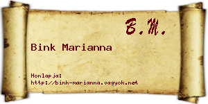 Bink Marianna névjegykártya